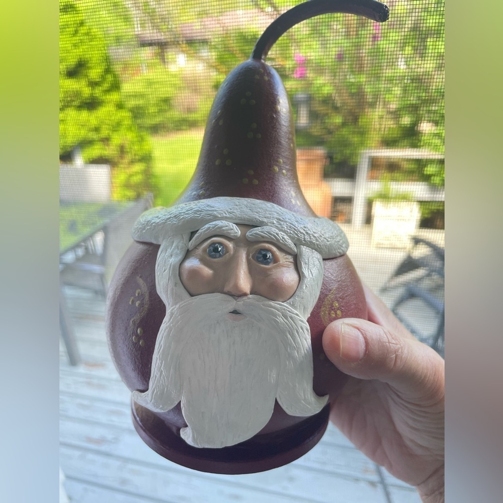 Festive Santa Gourd Decoration - Red and White